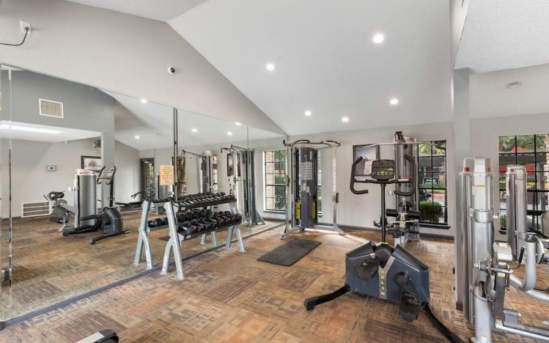 fitness center with equipment and modern decor